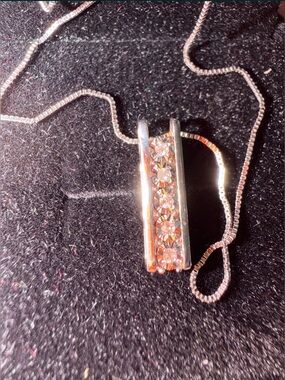 Solid White Gold 10k Necklace with Natural Diamonds Pendant